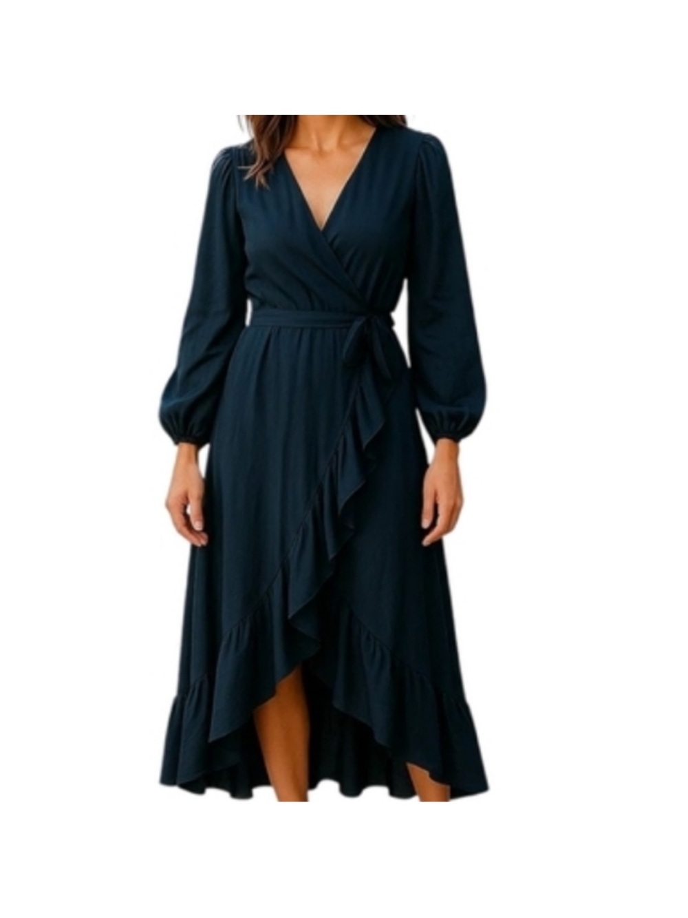 Joyfolie- Mia Joy - Ella Dress - Women’s Navy Midi Wrap Dress
